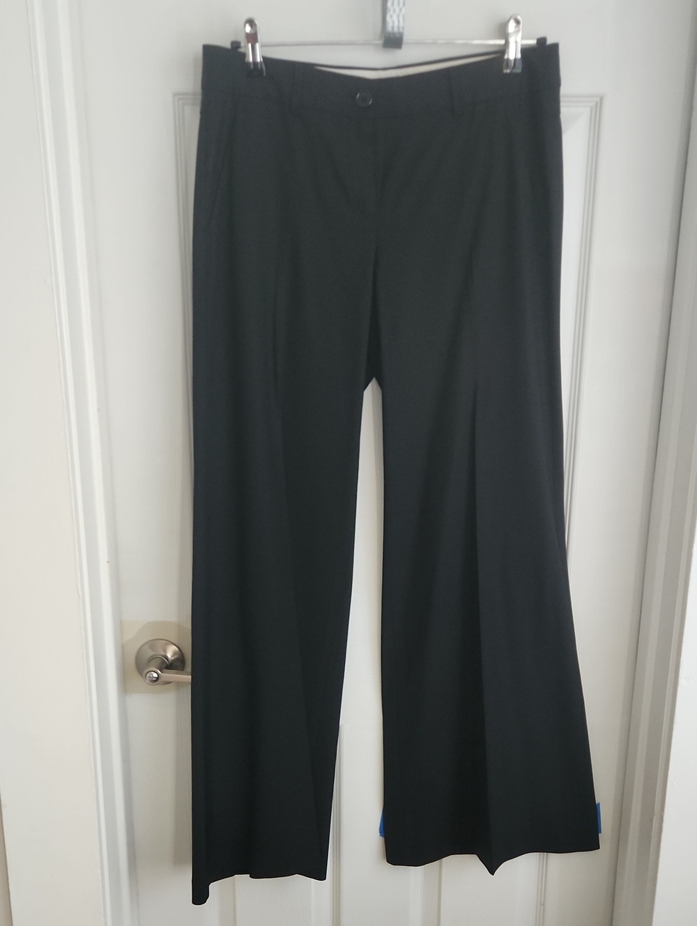 Theory Lonan Black Wide-Leg Wool Trousers